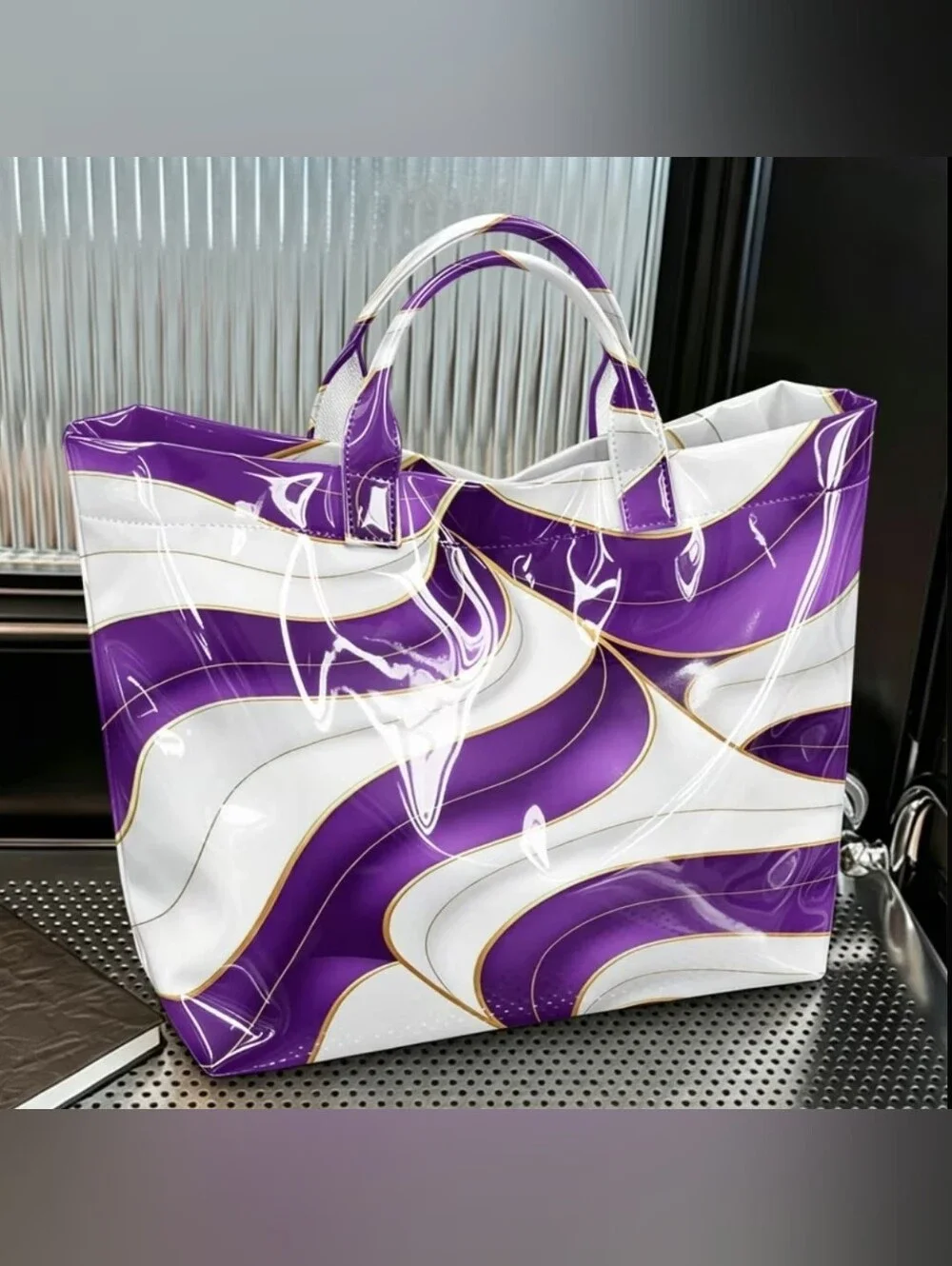 Women Marble Abstract Elegant Tote Bag Large Size